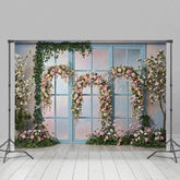 Aperturee - Aperturee Triple Floral Arch Blue Door Sweet Wedding Backdrop